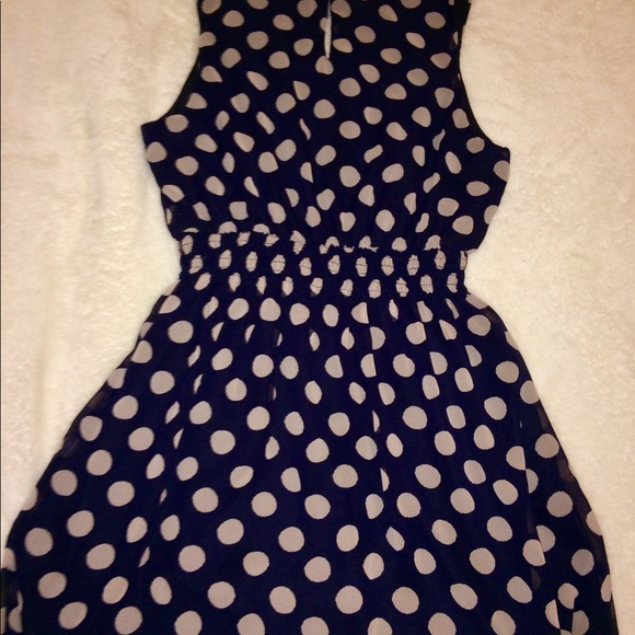 Forever 21 Dresses & Skirts - Forever 21 navy blue polka dot dress
